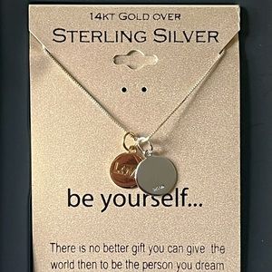 14k Gold over Sterling silver Love M chain, length:18 inches